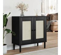 Berkfield Sideboard Senja Rattan Look Black 80X35X80 Cm Solid Wood Pine