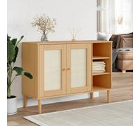 Berkfield Sideboard Senja Rattan Look Brown 112X40X80Cm Solid Wood Pine
