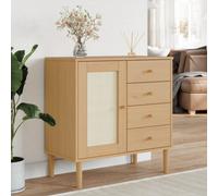Berkfield Sideboard Senja Rattan Look Brown 80X40X80 Cm Solid Wood Pine