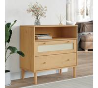 Berkfield Sideboard Senja Rattan Look Brown 80X40X80 Cm Solid Wood Pine