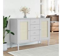 Berkfield Sideboard Senja Rattan Look White 112X40X80 Cm Solid Wood Pine