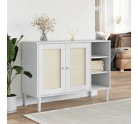Berkfield Sideboard Senja Rattan Look White 112X40X80Cm Solid Wood Pine