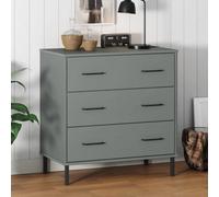 Berkfield Sideboard With 3 Drawers Grey 77X40X79.5 Cm Solid Wood Oslo