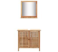 Berkfield Sink Cabinet With Mirror Solid Walnut Wood