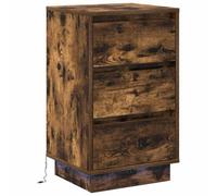 Berkfield Sleek Bedside Cabinet With Led Smoked Oak 39X34.5X65 Cm Engineered Wood