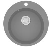 Berkfield Sleek Granite Kitchen Sink Single Basin Round Grey