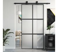 Berkfield Sliding Door Black 102.5X205 Cm Tempered Glass And Aluminium