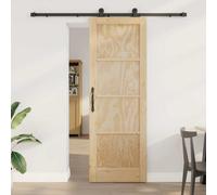 Berkfield Sliding Door With Hardware Set 73.5X211 Cm Solid Wood Pine