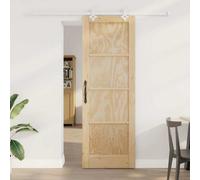 Berkfield Sliding Door With Hardware Set 73.5X211 Cm Solid Wood Pine