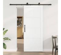 Berkfield Sliding Door With Hardware Set White 83X202 Cm Solid Wood Pine