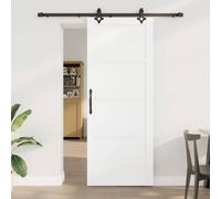 Berkfield Sliding Door With Hardware Set White 83X211 Cm Solid Wood Pine