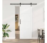 Berkfield Sliding Door With Hardware Set White 83X232 Cm Solid Wood Pine