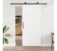 Berkfield Sliding Door With Hardware Set White 93X211 Cm Solid Wood Pine