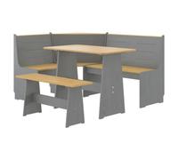 Berkfield Solid 3 Piece Dining Set Honey Brown And Grey Solid Wood Pine