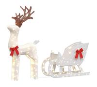 Berkfield Stable Christmas Decoration Reindeer And Sleigh 100 Leds Cold White