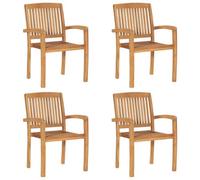 Berkfield Stacking Garden Chairs 4 Pcs Solid Teak Wood