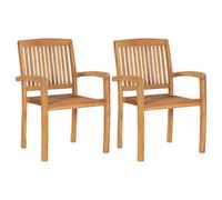 Berkfield Stacking Garden Dining Chairs 2 Pcs Solid Teak Wood