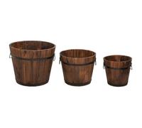 Berkfield Strong 3 Piece Wooden Bucket Planter Set Solid Wood Fir