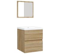 Berkfield Sturdy Bathroom Sink Cabinet With Basin And Mirror Sonoma Oak