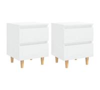 Berkfield Sturdy Bed Cabinets & Pinewood Legs 2 Pcs High Gloss White 40X35X50Cm