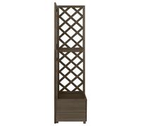 Berkfield Sturdy Corner Trellis Planter Grey 40X40X150 Cm Solid Fir Wood