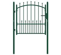 Berkfield Sturdy Fence Gate With Spikes Steel 100X100 Cm Green