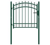 Berkfield Sturdy Fence Gate With Spikes Steel 100X100 Cm Green