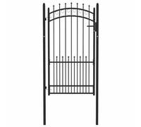 Berkfield Sturdy Fence Gate With Spikes Steel 100X175 Cm Black