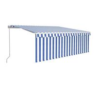 Berkfield Sturdy Manual Retractable Awning With Blind&led 4.5X3M Blue&white