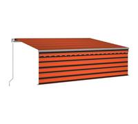 Berkfield Sturdy Manual Retractable Awning With Blind&led 4.5X3M Orange&brown