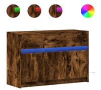Berkfield Sturdy Tv Cabinet With Led Smoked Oak 91X34X61 Cm Engineered Wood