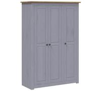 Berkfield Stylish 3-Door Wardrobe Grey 118X50X171.5 Cm Pine Panama Range