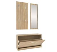 Berkfield Stylish 3-In-1 Shoe Cabinet Set Sonoma Oak Engineered Wood