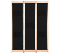 Berkfield Stylish 3-Panel Room Divider Black 120X170X4 Cm Fabric