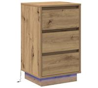 Berkfield Stylish Bedside Cabinet With Led Artisan Oak 39X34.5X65 Cm Engineered Wood
