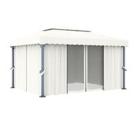 Berkfield Stylish Gazebo With Curtain 4X3 M Cream White Aluminium