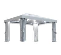 Berkfield Stylish Gazebo With Curtain&led String Lights 4X3 M Cream White