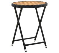 Berkfield Tea Table Black 60 Cm Poly Rattan And Solid Acacia Wood