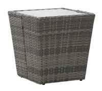 Berkfield Tea Table Grey 41.5X41.5X43 Cm Poly Rattan And Tempered Glass