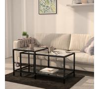 Berkfield Tea Tables 2 Pcs Tempered Glass Black