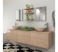 Berkfield Ten Piece Bathroom Furniture Set With Basin With Tap Beige