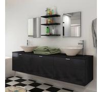 Berkfield Ten Piece Bathroom Furniture Set With Basin With Tap Black