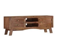 Berkfield TV Cabinet 110x30x40 cm Rough Mango Wood - Brown - Rough mango wood with a grey finish, MDF