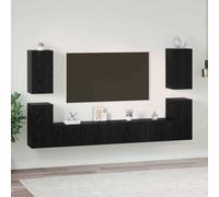 Berkfield Tv Cabinet 7 Pcs Black Oak Engineered Wood