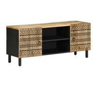 Berkfield Tv Cabinet Black 105X33.5X46 Cm Solid Rough Wood Mango