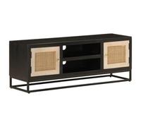 Berkfield Tv Cabinet Black 110X30X40 Cm Solid Wood Mango And Iron