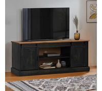 Berkfield Tv Cabinet Halden 2 Sliding Doors Black 150X40X60 Cm Solid Wood