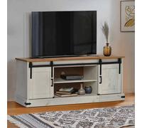 Berkfield Tv Cabinet Halden 2 Sliding Doors White 150X40X60 Cm Solid Wood
