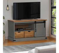 Berkfield Tv Cabinet Halden With Sliding Door Grey 110X40X60 Cm Solid Wood