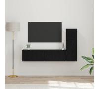 Berkfield Tv Cabinet Set 3 Pcs Black Oak 160 X 30 X 30 Cm Engineered Wood